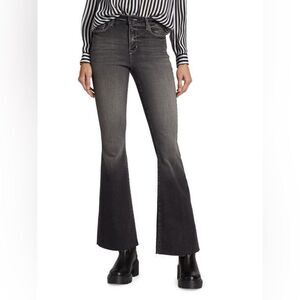 L’AGENCE Sera High-Rise Sneaker Flare Jeans in Faded Black Size 27 MSRP $300